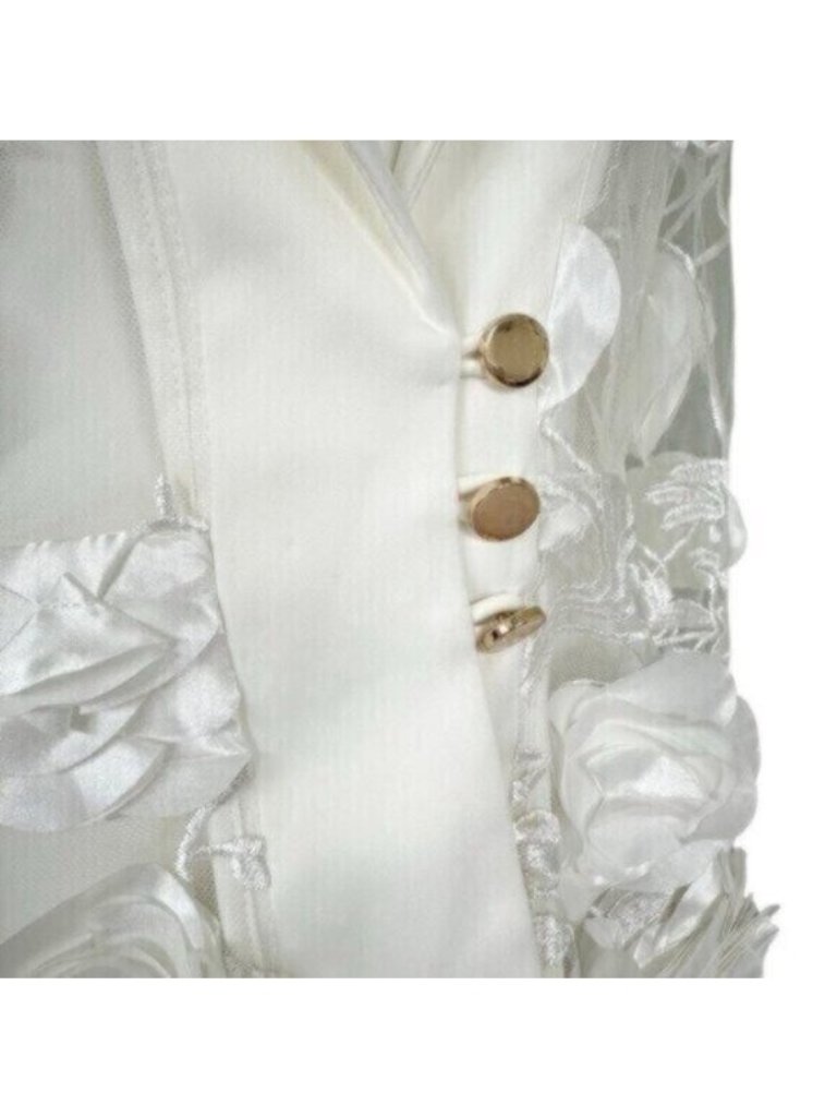 Nwt Zhivago The Verdict Jacket White Floral Satin Sheer Mesh Bride Blazer Size 6 — image 6 of 8